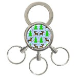 Reindeer and Xmas trees  3-Ring Key Chains Front