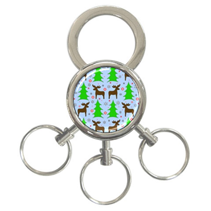 Reindeer and Xmas trees  3-Ring Key Chains