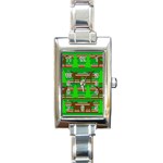 Christmas trees and reindeer pattern Rectangle Italian Charm Watch