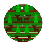 Christmas trees and reindeer pattern Round Ornament (Two Sides) 