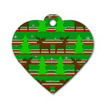 Christmas trees and reindeer pattern Dog Tag Heart (One Side)