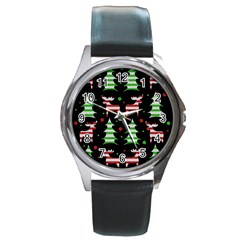 Reindeer Decorative Pattern Round Metal Watch by Valentinaart