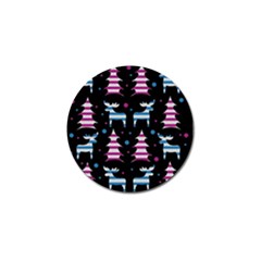 Blue And Pink Reindeer Pattern Golf Ball Marker (4 Pack) by Valentinaart