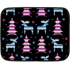 Blue And Pink Reindeer Pattern Fleece Blanket (mini) by Valentinaart