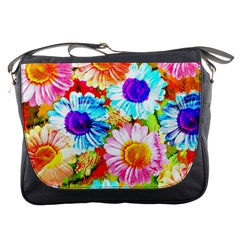 Colorful Daisy Garden Messenger Bags by DanaeStudio