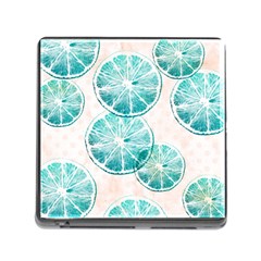 Turquoise Citrus And Dots Memory Card Reader (square) by DanaeStudio