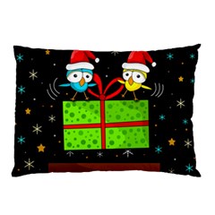 Cute Christmas Birds Pillow Case by Valentinaart