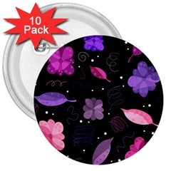 Purple And Pink Flowers  3  Buttons (10 Pack)  by Valentinaart