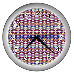 Ethnic Colorful Pattern Wall Clocks (silver)  by dflcprints