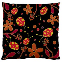 Flowers And Ladybugs 2 Large Cushion Case (one Side) by Valentinaart