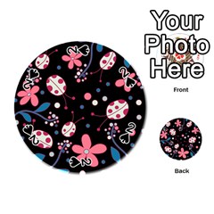 Pink Ladybugs And Flowers  Playing Cards 54 (round)  by Valentinaart