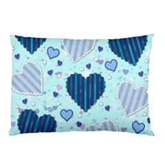 Light And Dark Blue Hearts Pillow Case by LovelyDesigns4U