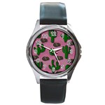 Cactuses 2 Round Metal Watch