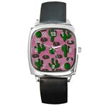 Cactuses 2 Square Metal Watch