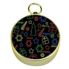 Playful Xmas Pattern Gold Compasses by Valentinaart