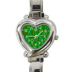 Green Xmas Pattern Heart Italian Charm Watch by Valentinaart