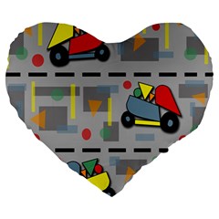 Toy Cars Large 19  Premium Flano Heart Shape Cushions by Valentinaart