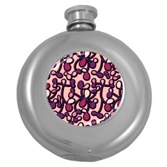 Pink And Purple Pattern Round Hip Flask (5 Oz) by Valentinaart