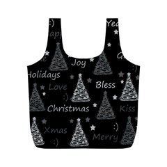 New Year Pattern - Gray Full Print Recycle Bags (m)  by Valentinaart