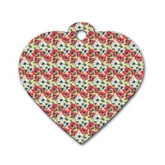 Gorgeous Red Flower Pattern  Dog Tag Heart (two Sides) by Brittlevirginclothing