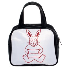 Cute Rabbit With I M So Cute Text Banner Classic Handbags (2 Sides) by dflcprints