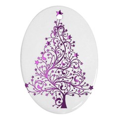 Elegant Starry Christmas Pink Metallic Look Ornament (oval) 