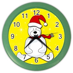 Polar Bear - Yellow Color Wall Clocks by Valentinaart