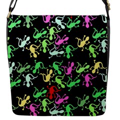 Playful Lizards Pattern Flap Messenger Bag (s) by Valentinaart