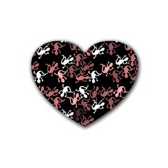 Decorative Lizards Pattern Heart Coaster (4 Pack)  by Valentinaart