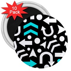 Right Direction - Cyan 3  Magnets (10 Pack)  by Valentinaart