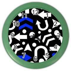 Right Direction - Blue  Color Wall Clocks by Valentinaart