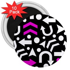 Right Direction - Magenta 3  Magnets (10 Pack)  by Valentinaart