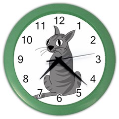Gray Cat Color Wall Clocks by Valentinaart