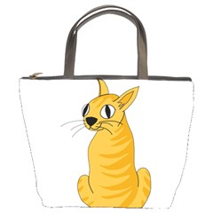 Yellow Cat Bucket Bags by Valentinaart