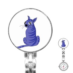 Blue Cat Stainless Steel Nurses Watch by Valentinaart