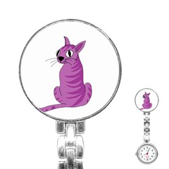 Purple Cat Stainless Steel Nurses Watch by Valentinaart