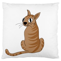 Brown Cat Large Cushion Case (two Sides) by Valentinaart