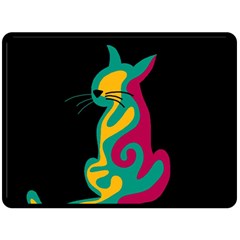 Colorful Abstract Cat  Fleece Blanket (large)  by Valentinaart