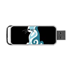 Blue Abstract Cat Portable Usb Flash (one Side) by Valentinaart