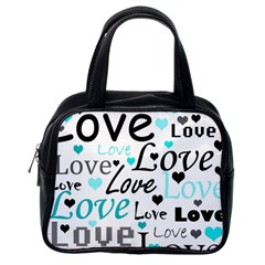 Love Pattern - Cyan Classic Handbags (one Side) by Valentinaart