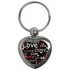 Red Love Pattern Key Chains (heart)  by Valentinaart