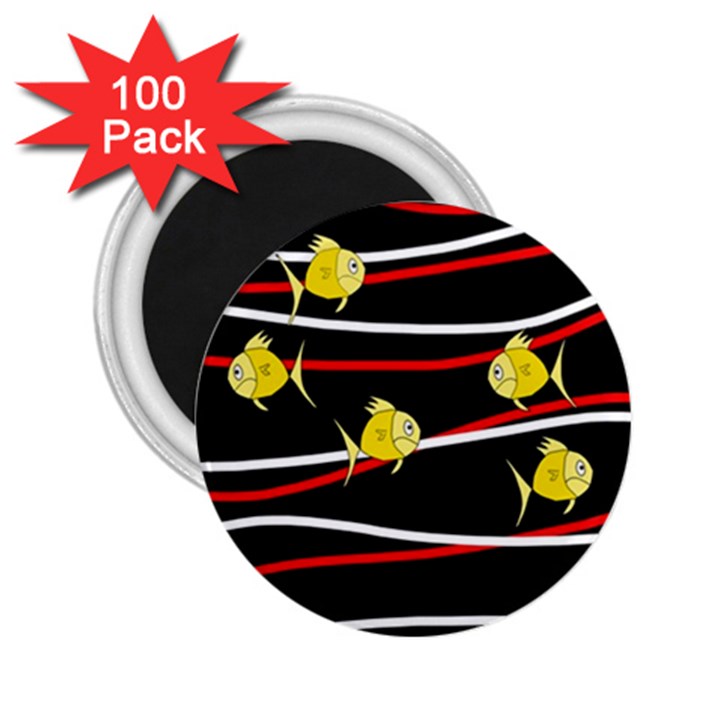 Five yellow fish 2.25  Magnets (100 pack) 