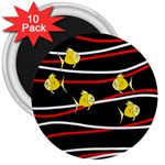 Five yellow fish 3  Magnets (10 pack) 