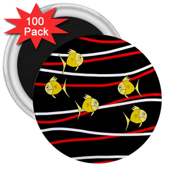 Five yellow fish 3  Magnets (100 pack)