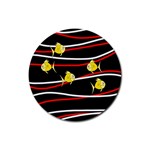 Five yellow fish Rubber Round Coaster (4 pack) 