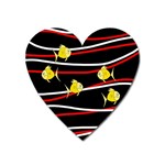 Five yellow fish Heart Magnet