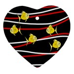 Five yellow fish Heart Ornament (2 Sides)
