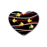 Five yellow fish Rubber Coaster (Heart) 