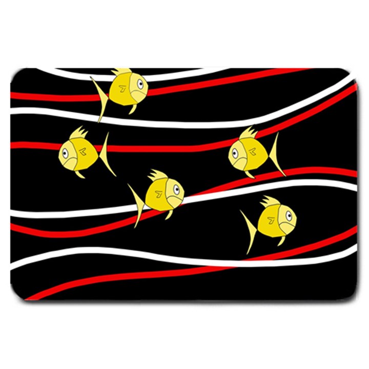 Five yellow fish Large Doormat 