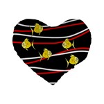 Five yellow fish Standard 16  Premium Heart Shape Cushions